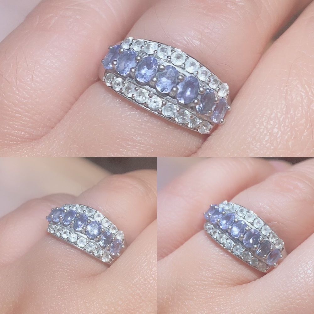 925 Genuine Tanzanite Sterling Silver Ring Sz 8